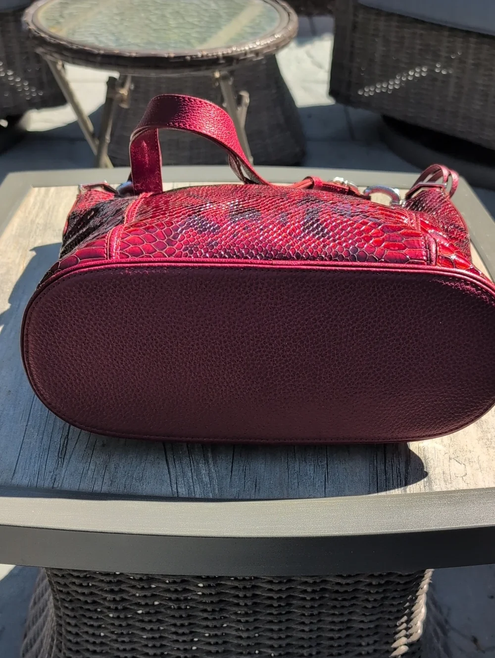 Brighton red snakeskin